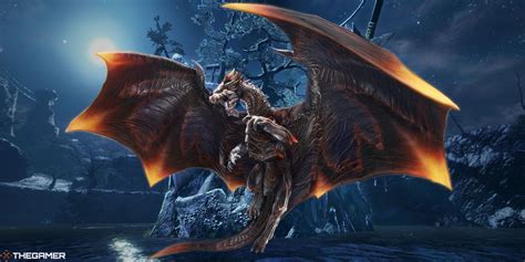 Cazadores luchando contra Kushala Daora en un entorno tormentoso con destellos de viento